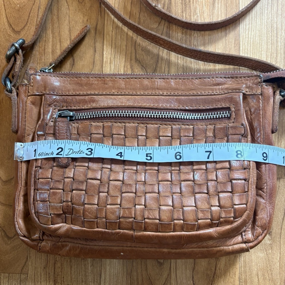 Vilenca Holland Woven Brown Genuine Leather Crossbody Purse Small Bag - Picture 3 of 7